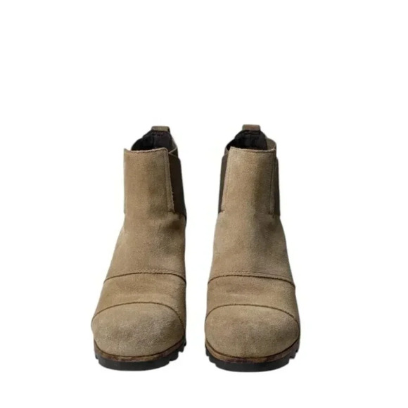 Sorel Addington Chelsea Suede Womens Block Heel Boot Tan Beach/Cordovan Size 9 - Picture 4 of 12